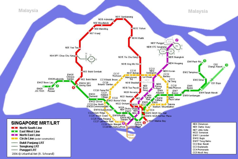 மெட்ரோ வரைபடத்தை சிங்கப்பூர்