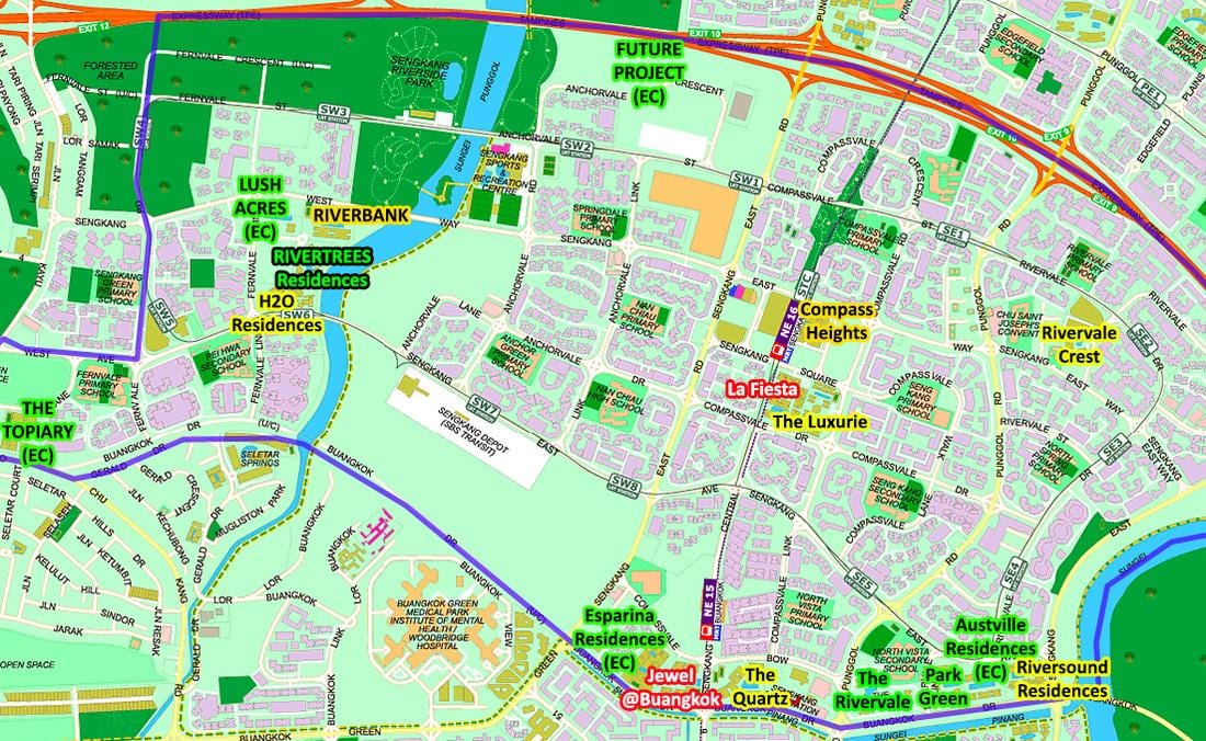 வரைபடம் Sengkang, சிங்கப்பூர்